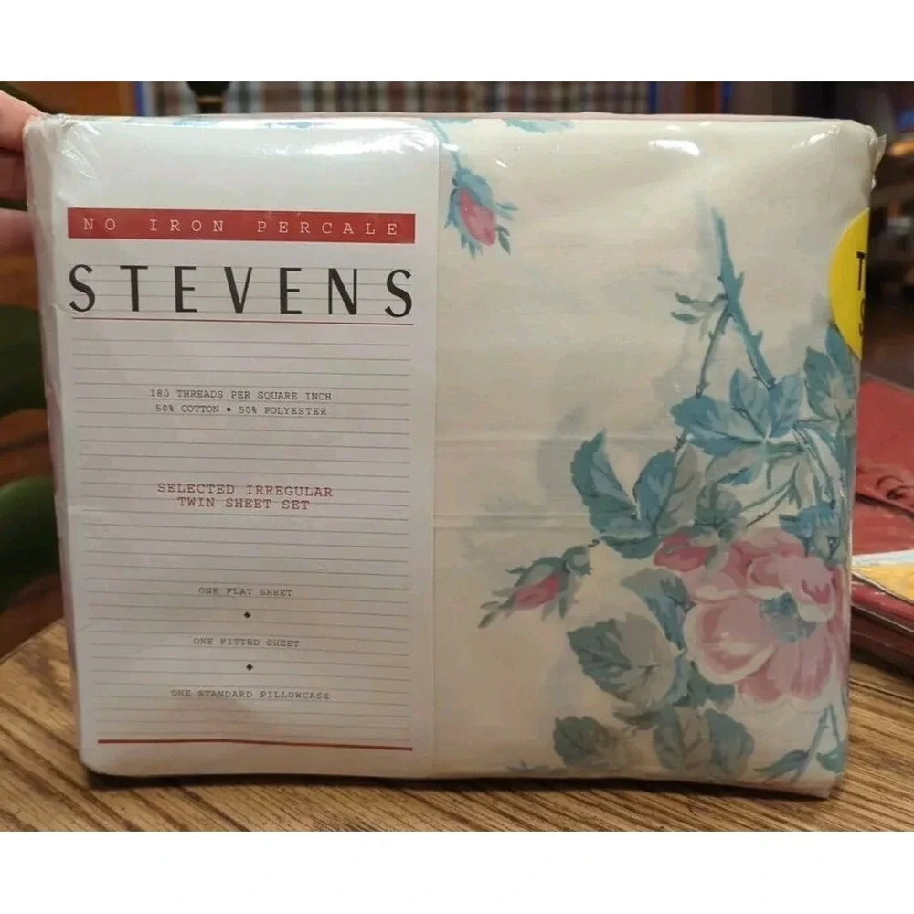 New Stevens Floral / Pink Irregular TWIN‎ Sheet Set Flat, Fitted & Pillowcase